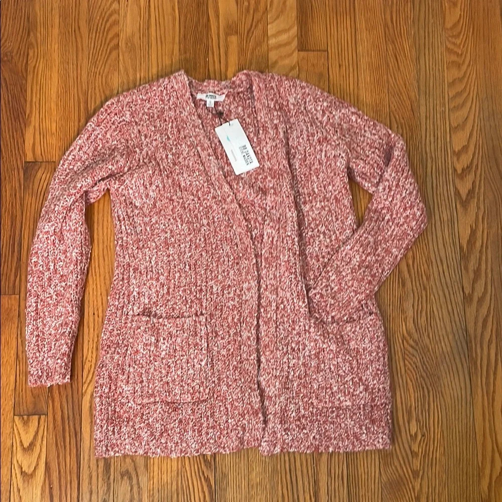BB Dakota By Steve Madden Odetta Cardigan Pink Open Pocket Sweater Small NWT